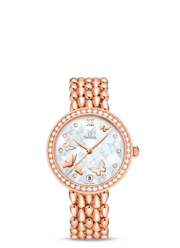 Omega De Ville Prestige Dewdrop Co-Axial 32.7 Red Gold / MOP Butterfly / Diamond / Bracelet